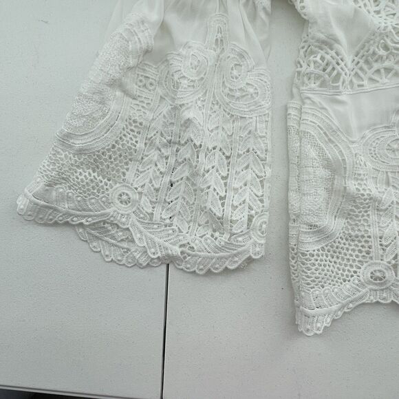 Soft Surroundings PM Petite Arlette Blouse Crochet Lace Embroidered Bell Sleeve - Picture 8 of 16